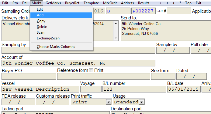 Adding Marks on Traffic Forms