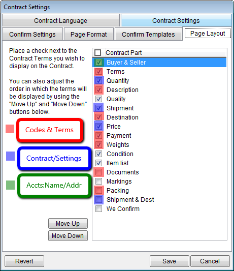Contract Page Layout Settings